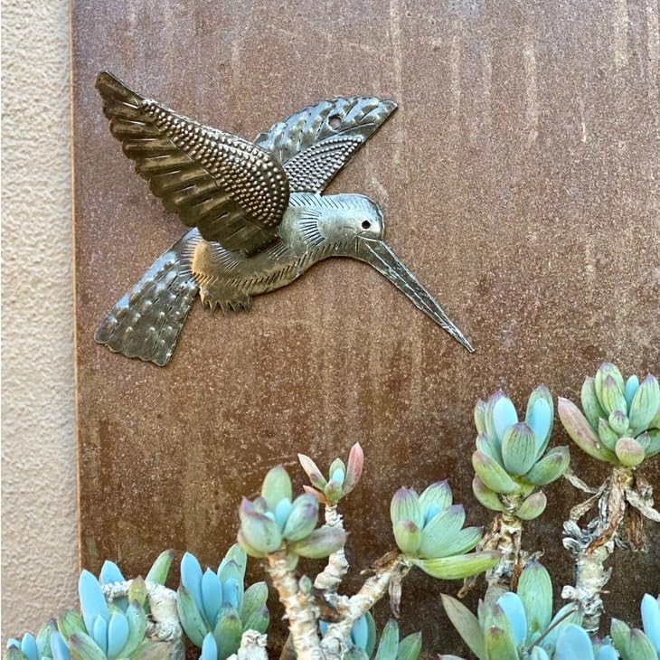 It's Cactus Handmade Hummingbirds Set of 2 6 x 5.5 Inches Nature-Inspired Metal Wall Art Haitian Recycled Steel Birds Good Luck Garden and Home Decorations - Image 2
